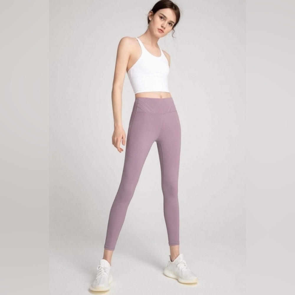 J.ING Honeysuckle Lavender High Waist Side Panel Yoga Pants Leggings